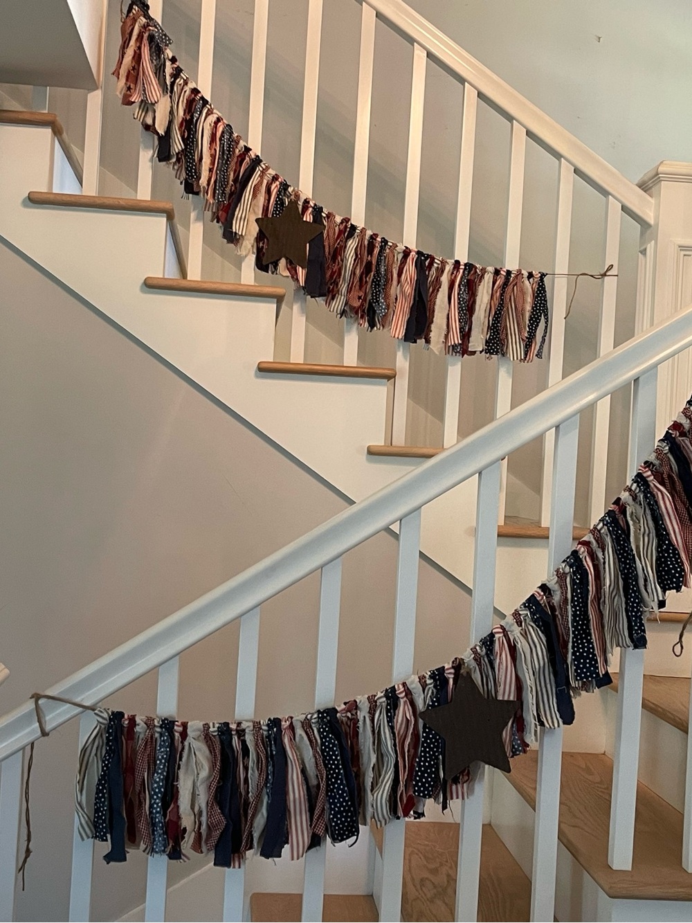 4th of July Patriotic Rag Tie Garland - Picture 2 of 4